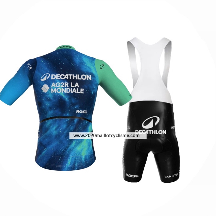 2024 Maillot Cyclisme Ag2r La Mondiale Profond Bleu Manches Courtes Et Cuissard